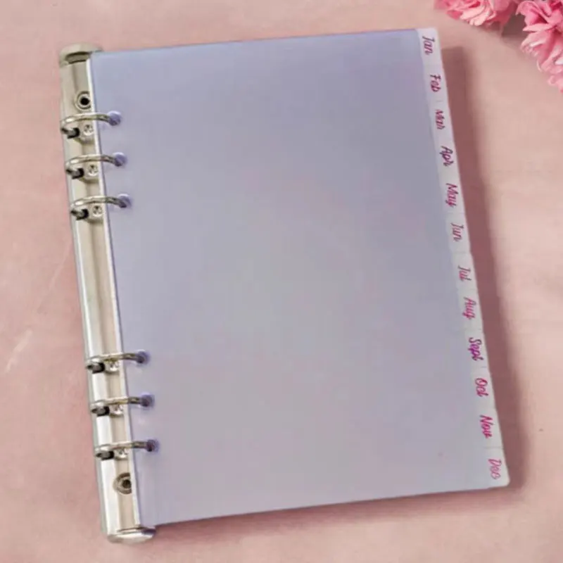 12pcs/Lot A5 6 Ring Handbook Separator Ring Paper Dividers Binder Tabs Partition Books Page PVC Notebook Monthly Plan Supply