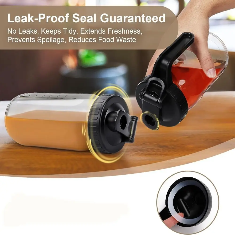 Mason Jar Pour Spout Lid with Handle, Plastic Spout Lid, Reusable Leakproof Seal Bottle Cover for Wide Mouth Jar, 70mm, 86mm