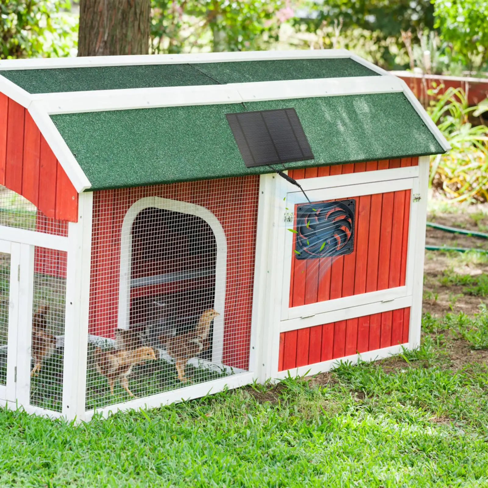 Ventilatore solare per pollaio all'esterno Pollaio Ventilatore di sfiato solare Potente dispositivo di raffreddamento Kit di scarico dell'aria versatile per picnic