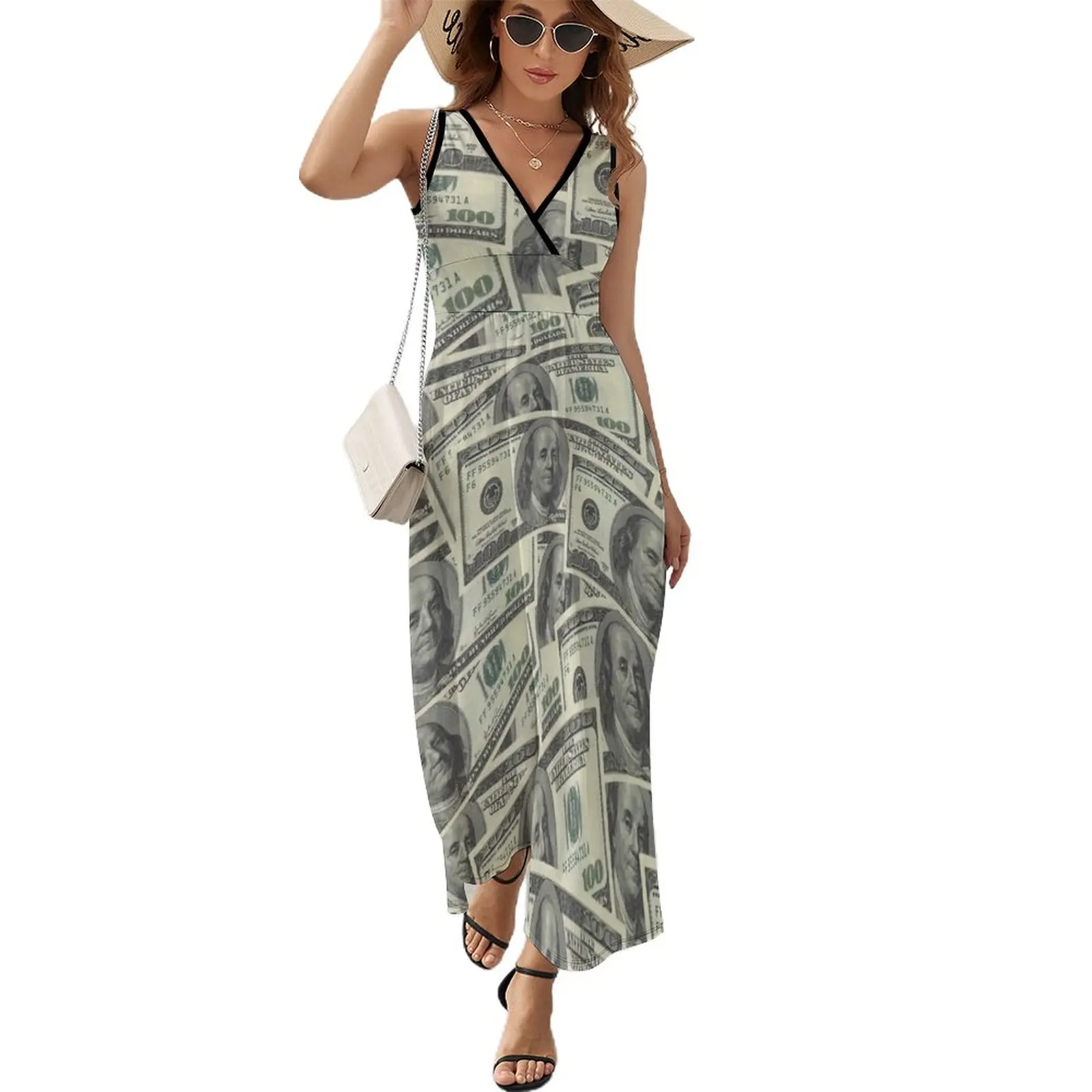 $100 Dollar Bills Texture Sleeveless Dress Dresses for wedding party Summer dresses for women