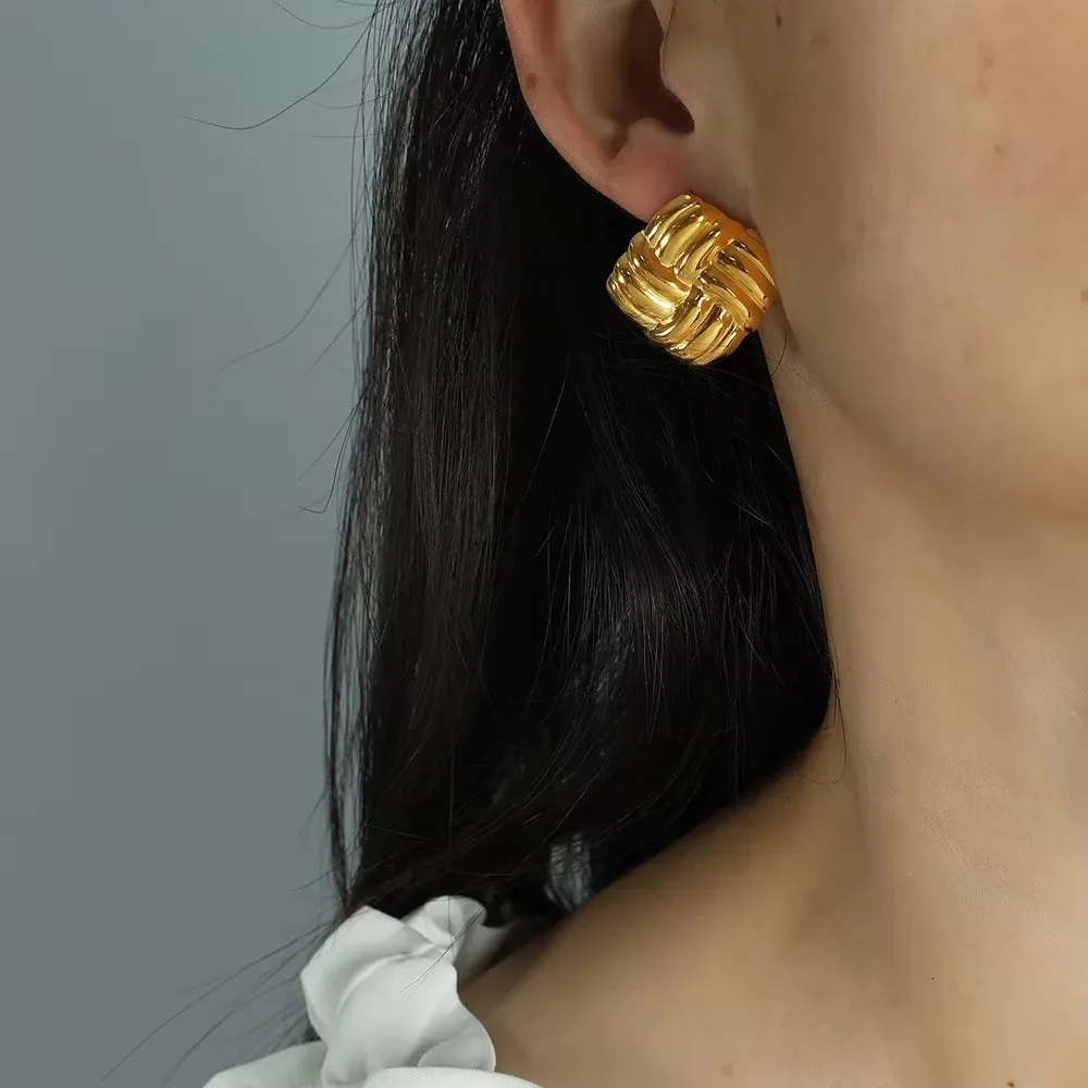 Edelstahl-Ohrringe mit Spiralmustern, die nicht verblassen, vergoldete wasserdichte Ohrringe für Damen, Vinta