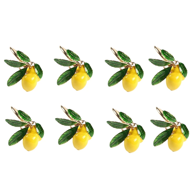 

Napkin Rings Set of 8,Lemon Wedding Napkin Holder Gold Napkin Buckle for Table Decor Parties Holiday Family Gathering