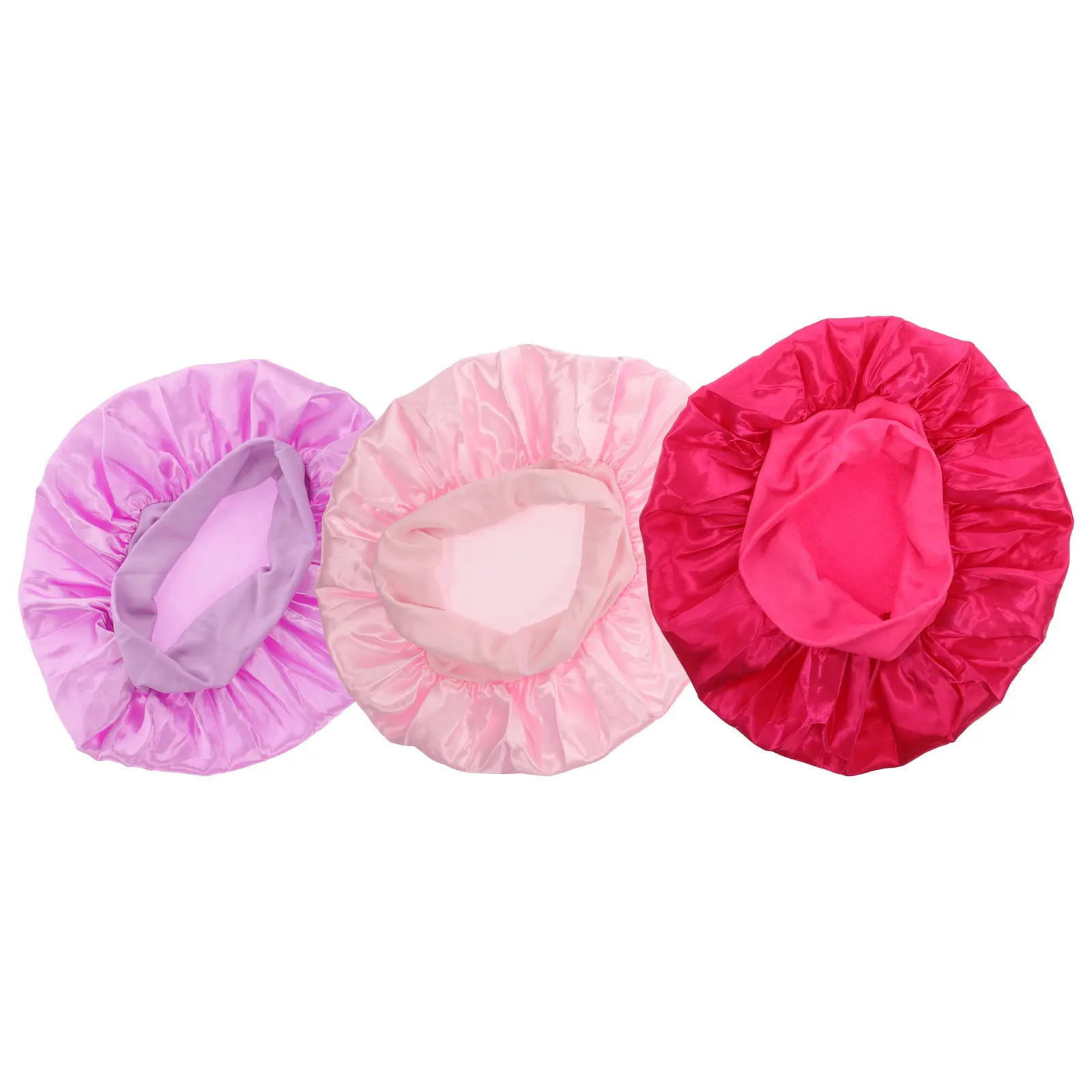 

3pcs Wide Brim Night Hat Satin Sleep Bonnet Kids Broadside Girl Child Hair Protection Comfortable Durable Fashion