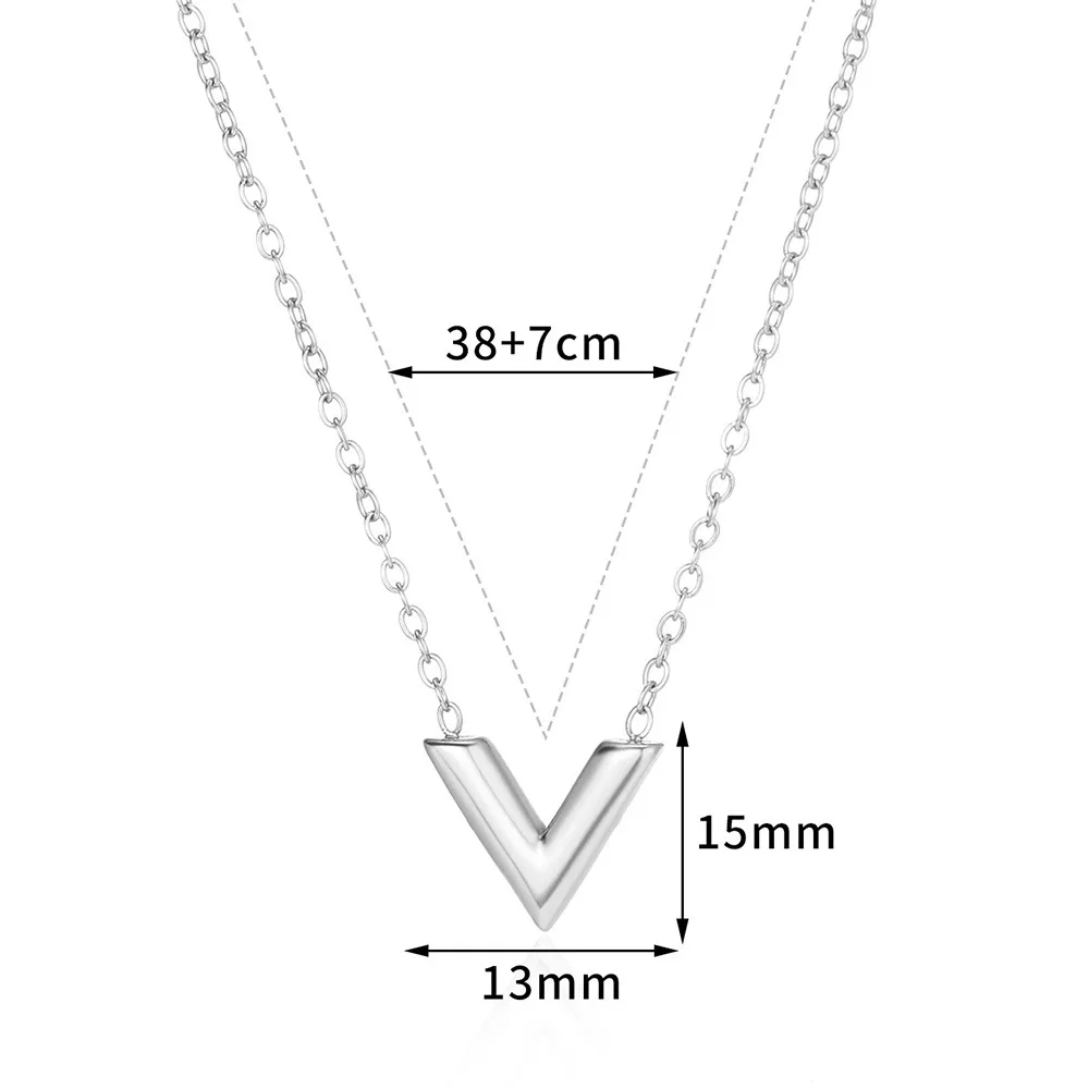Stainless Steel V letter necklace Necklace For Women Gold Color summer collarbone chain Necklace Female Praty Jewelry Gifts