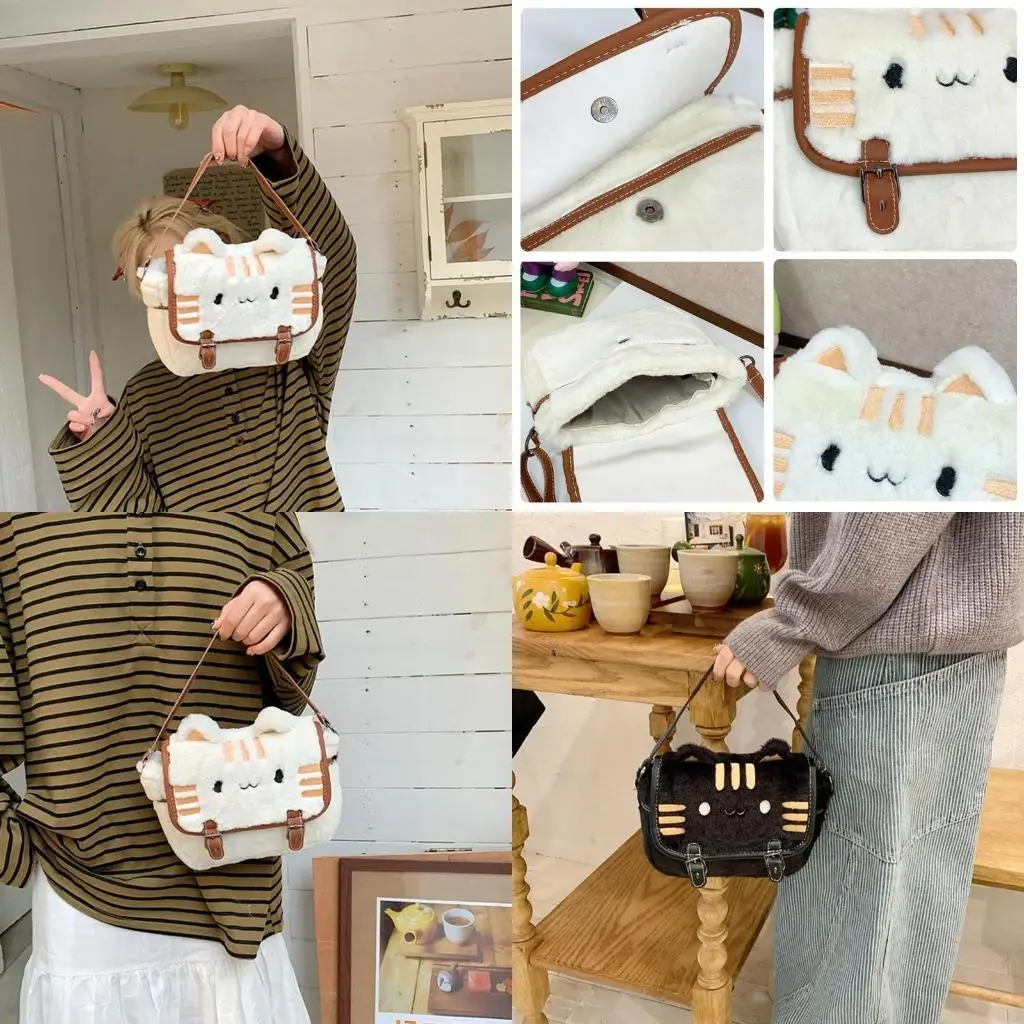 

All-matching Shoulder Bag for Women Girls Lovely Cartoon Bag Trendy Bag Plush Cats Crossbody Bag