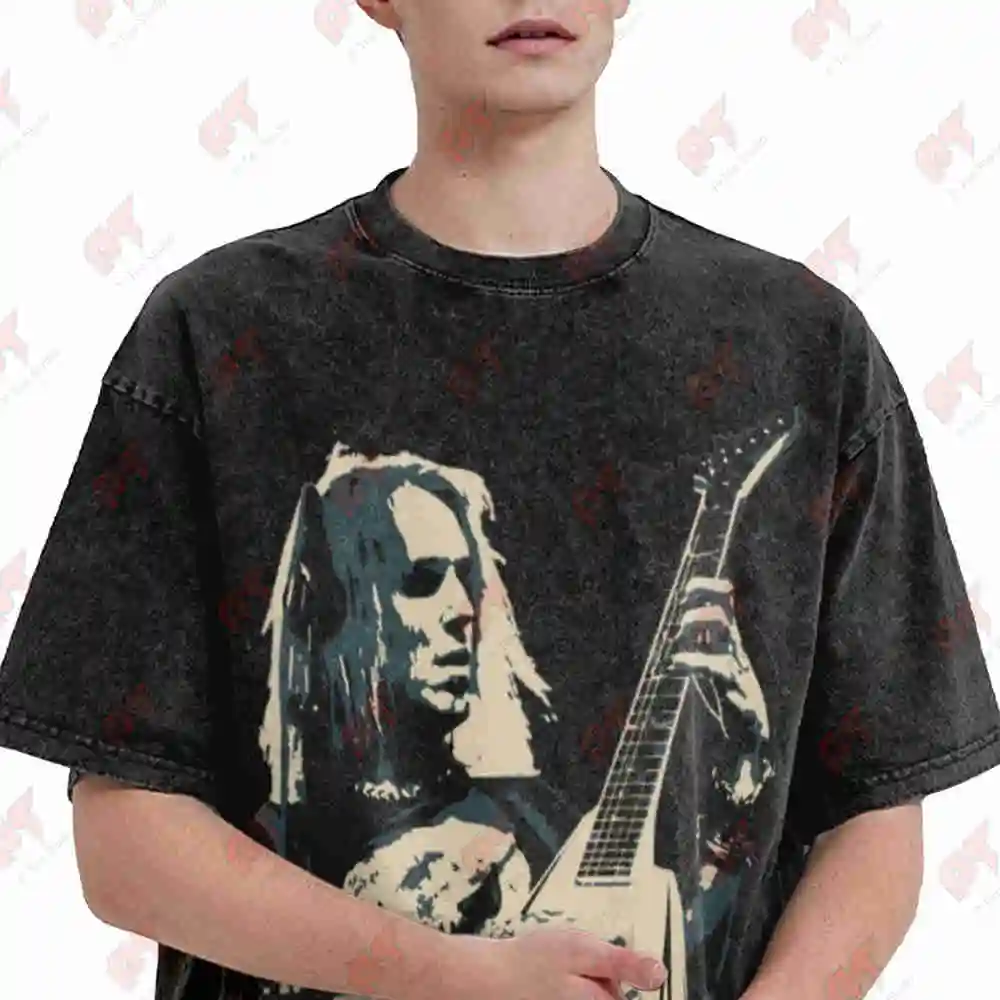 Alexi Children Of Bodom Rocking Out Vintage Washed Tee Pure Cotton T-Shirt