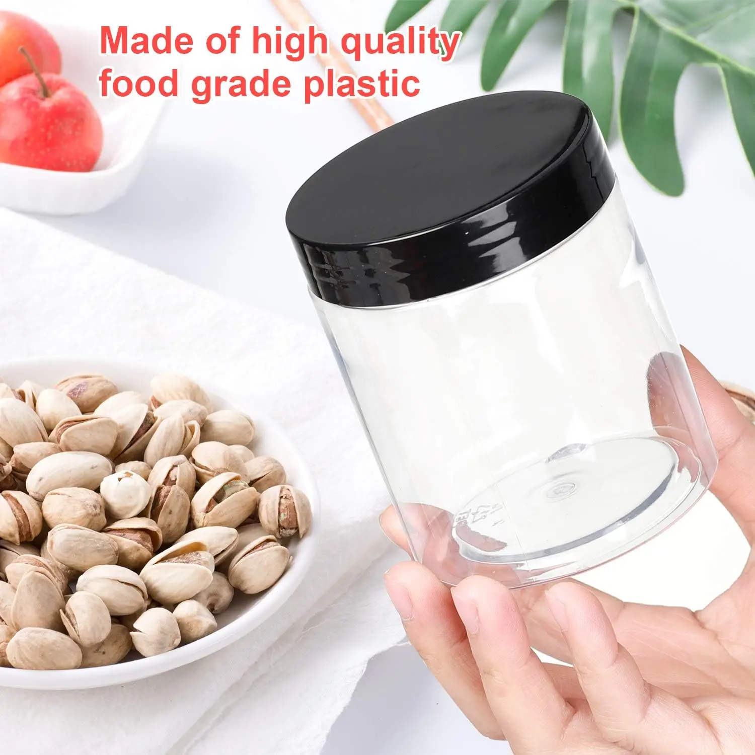 24pcs 8 OZ Plastic Jars with Lids for Kitchen and Household Food Storage of Dry Goods, Creams and More, BPA Free