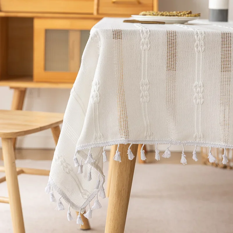 Mantel con flecos de Jacquard, nuevo