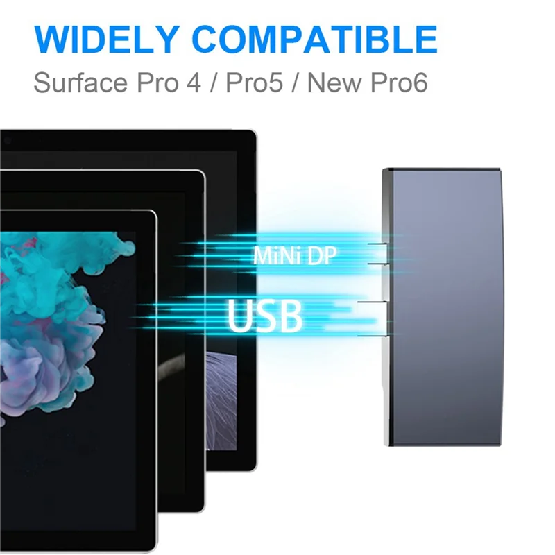 

A13E-For Surface Pro 6 5 4 Hub 5 In 1 USB Docking Station Black With 4K -Compatible 2 Ports USB 3.0 Memory Card Slot Reader