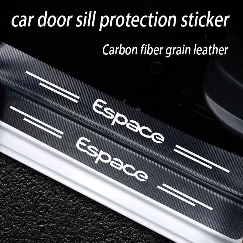 Carbon Fiber Sticker Protector Strip Auto Door Sill Welcome pedal Anti Scratch Waterproof for renault Espace accessories fashion