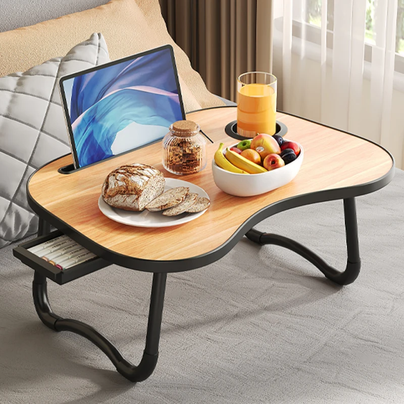 Soporte para portátil de escritorio, bandeja para portátil de cabecera, bandeja de desayuno para cama, mesa para portátil con portavasos y cajón lateral