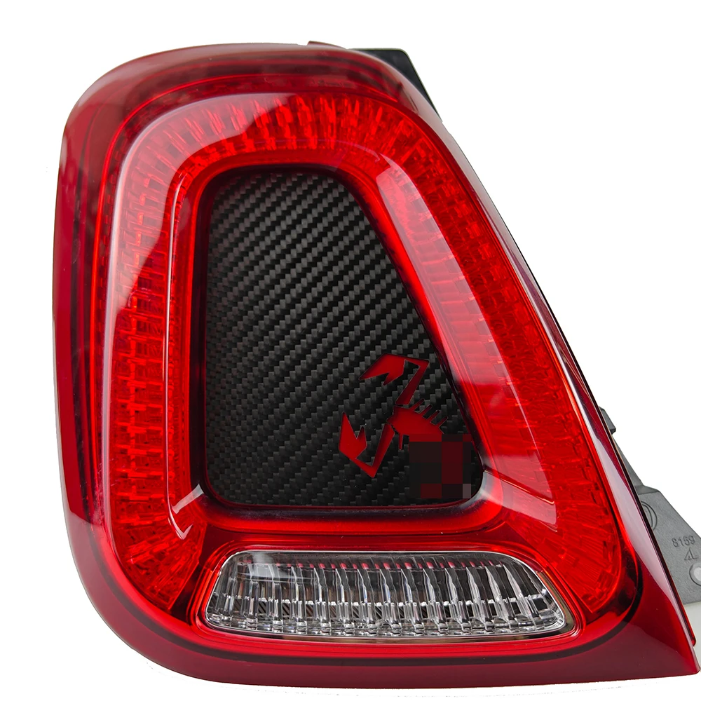 Brand New Genuine Carbon Fiber Glossy Black Twill Rear Light Middle Decorative Cover  For Fiat 500 2015-2022 Abarth 595 695