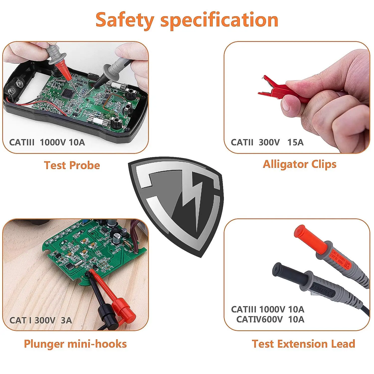 BSIDE Multimeter Probe Universal Silicone Flexible Wire Super Sharp Pen Tip Replaceable Connector Test Lead With Crocodile Clip