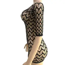 Women Swim Cover-up Swimsuit Cover Up Sexy Hollow Out Beach Cover-up Dress for Women Slim Fit V Neck Backless Bikini Mini Dress
