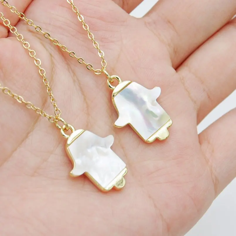 

White Shell Gold Color Copper Chain Necklace 18+2inch Jewelry Special Gift For Women