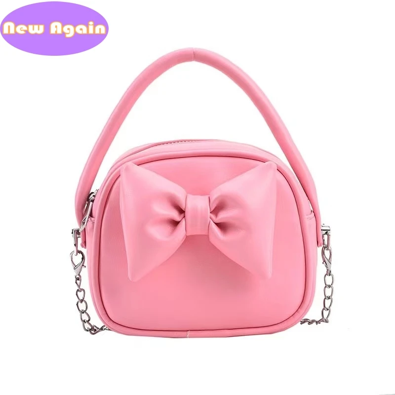 Girls and mommy small handbags Children's candy colors totes Kids Mini bow shoulder bags Girls lovely Crossbody bag Purse NA010