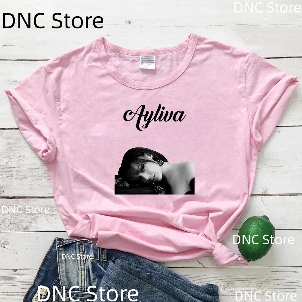 2025 feminino cantor de música ayliva impresso camiseta feminina tendências da moda 00s meninas tshirt verão rosa manga curta femme camisa topo