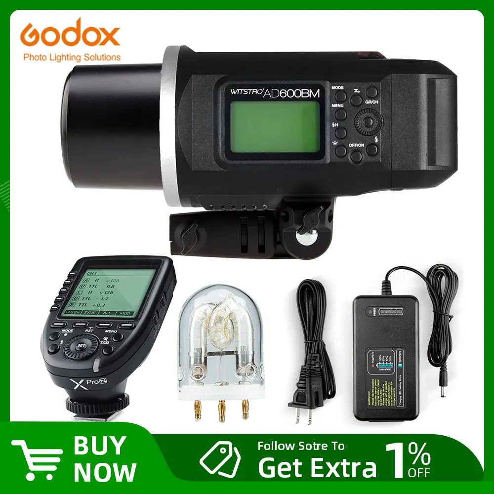 Godox Wistro AD600BM Bowens Mount 600W GN87 HSS 1/8000s Sync Outdoor Flash With 2.4G Wireless X System Build-in 8700mAh Battery