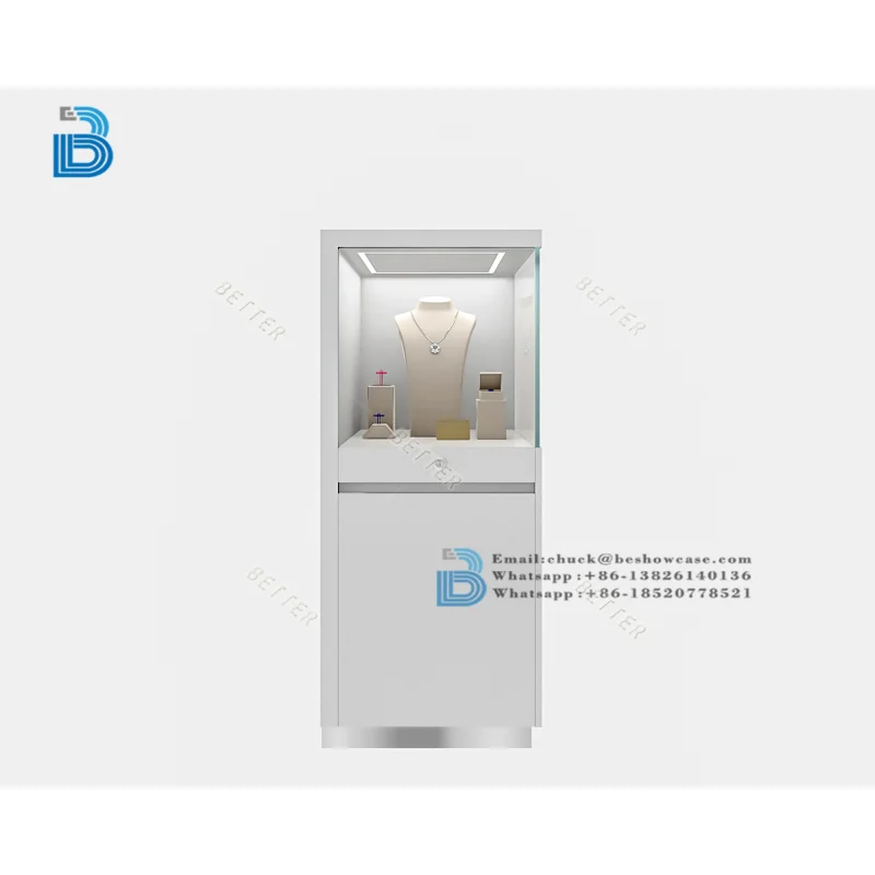 ออกแบบเฟอร์นิเจอร์ร้านขายเครื่องประดับหรูหรา ตู้โชว์กระจกทรงหอคอยสำหรับแสดงเครื่องประดับและนาฬิกา