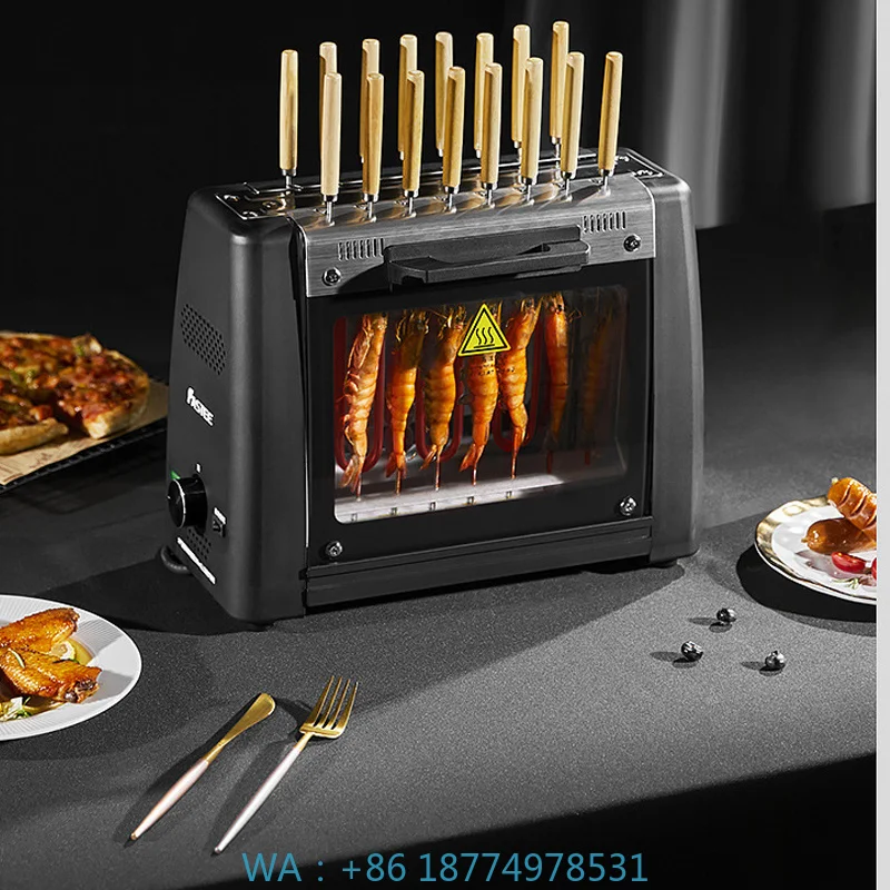 Shish Kebab Roasting Station Kit with 16 Pcs Skewers, Self Rotating Skewer Structure for Meat Barbecue Cooking