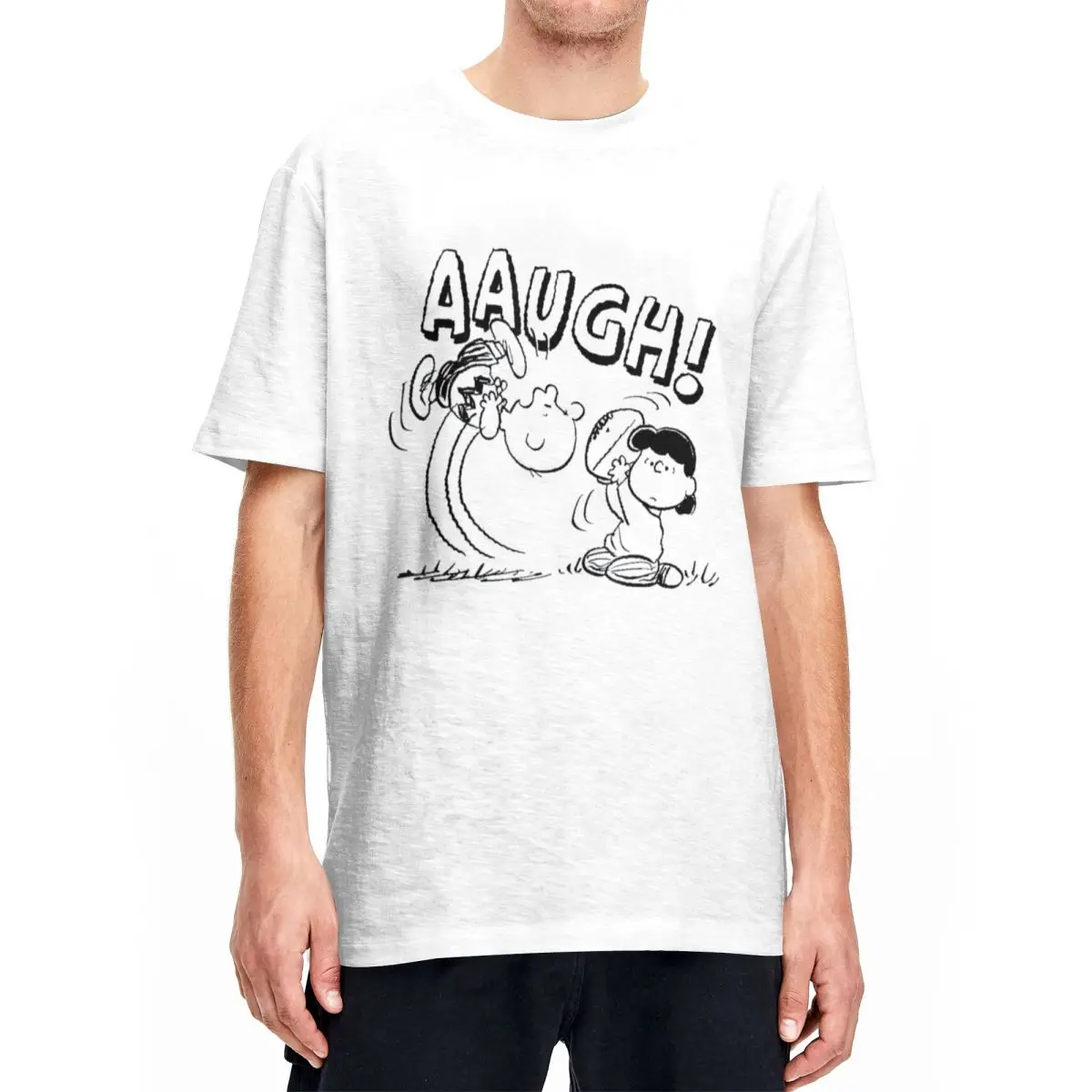 Peanuts Charlie Brown Lucy Football Kick Aaugh Snoopy for Men Women T Shirts Tees Crewneck T-Shirt 100% Cotton 6XL Clothes