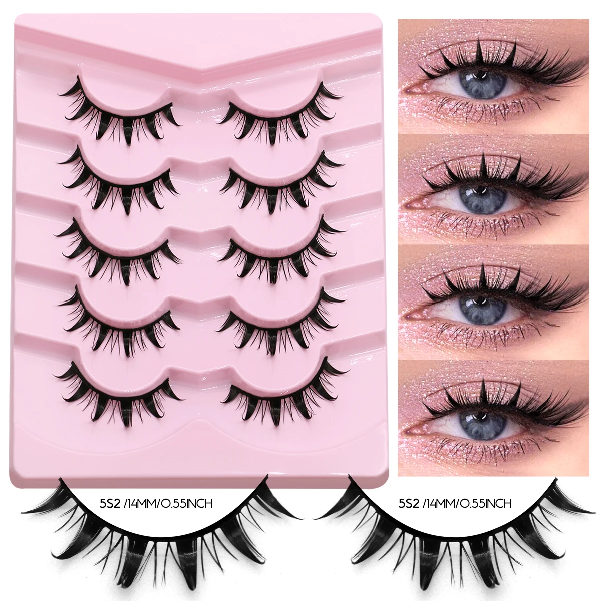 3D Natural Mink False Eyelashes, 5 Pairs