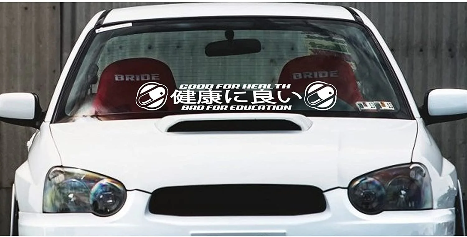 For Akira Windshield Banner Car Sticker Vinyl Graphic Kanji Good Health Bad Education Pill Capsules Bosozoku  Tetsuo