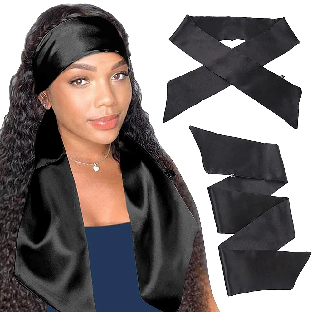 

Satin Edges Hair Wrap 1pcs Silk Wig Grip Black Golden White Satin Headband Edge Wraps For Lace Frontal Wigs Soft Hair Band