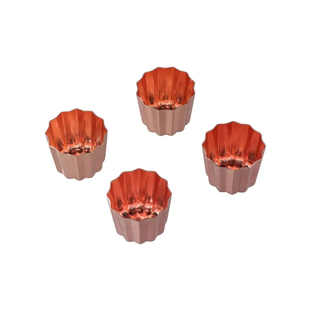 

4Pcs Decorating Mini Cannele Mold Non-stick Aluminum Alloy Canele Cake Mould French Style Cupcake Mould Cake