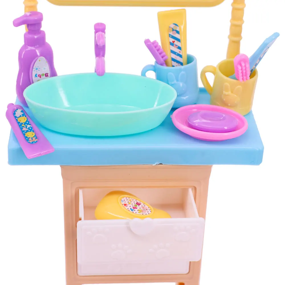 Doll House Furniture Bed Table Chair For Barbies Plastics Cleaning Tools For Barbies Accessories Mini Furniture Model Gifts Toys