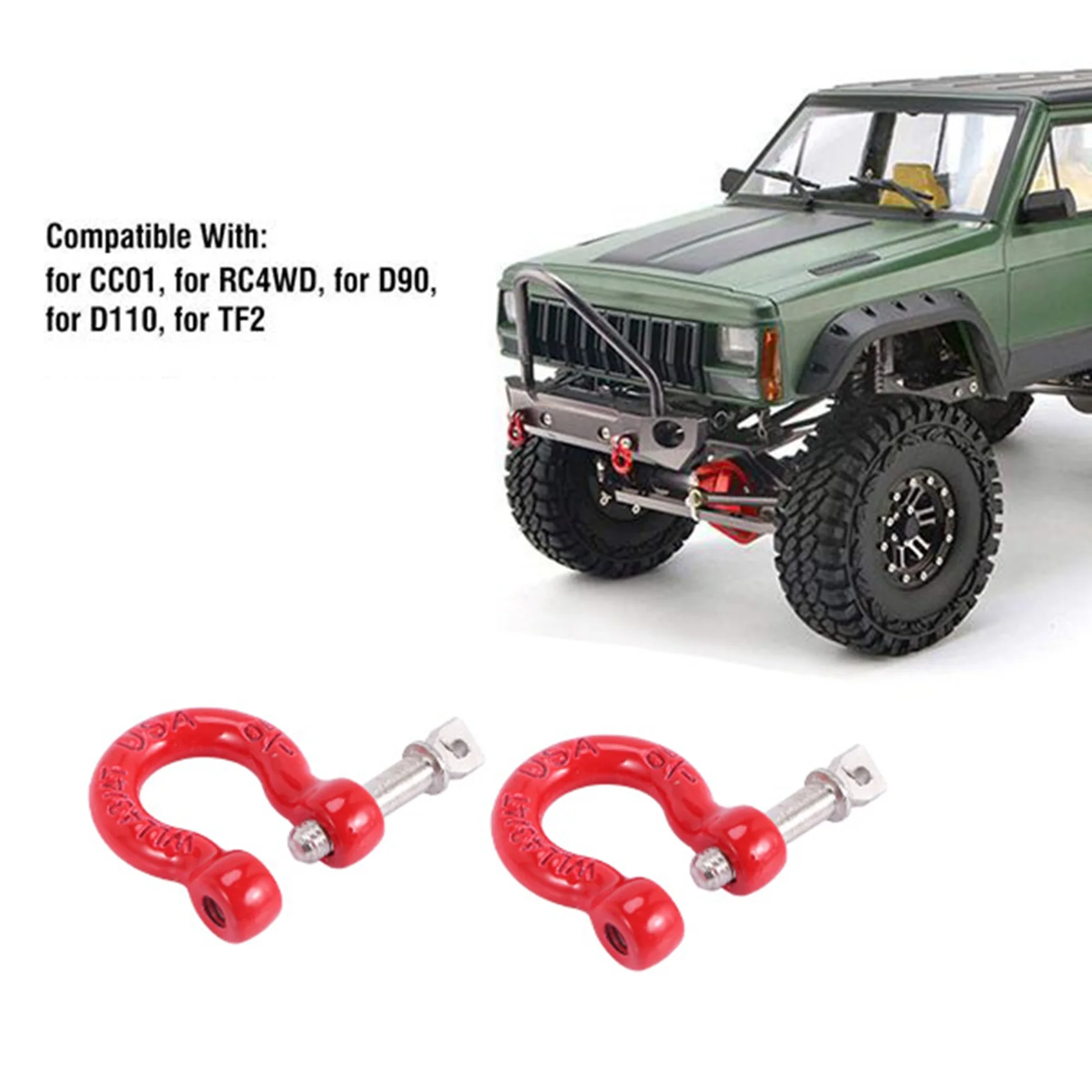 8Pcs Metal Front Rear Bumper Trailer Hook Tow Shackle Rescue Hook for 1/10 RC Rock Crawler Car Traxxas TRX4 TRX-4 SCX10