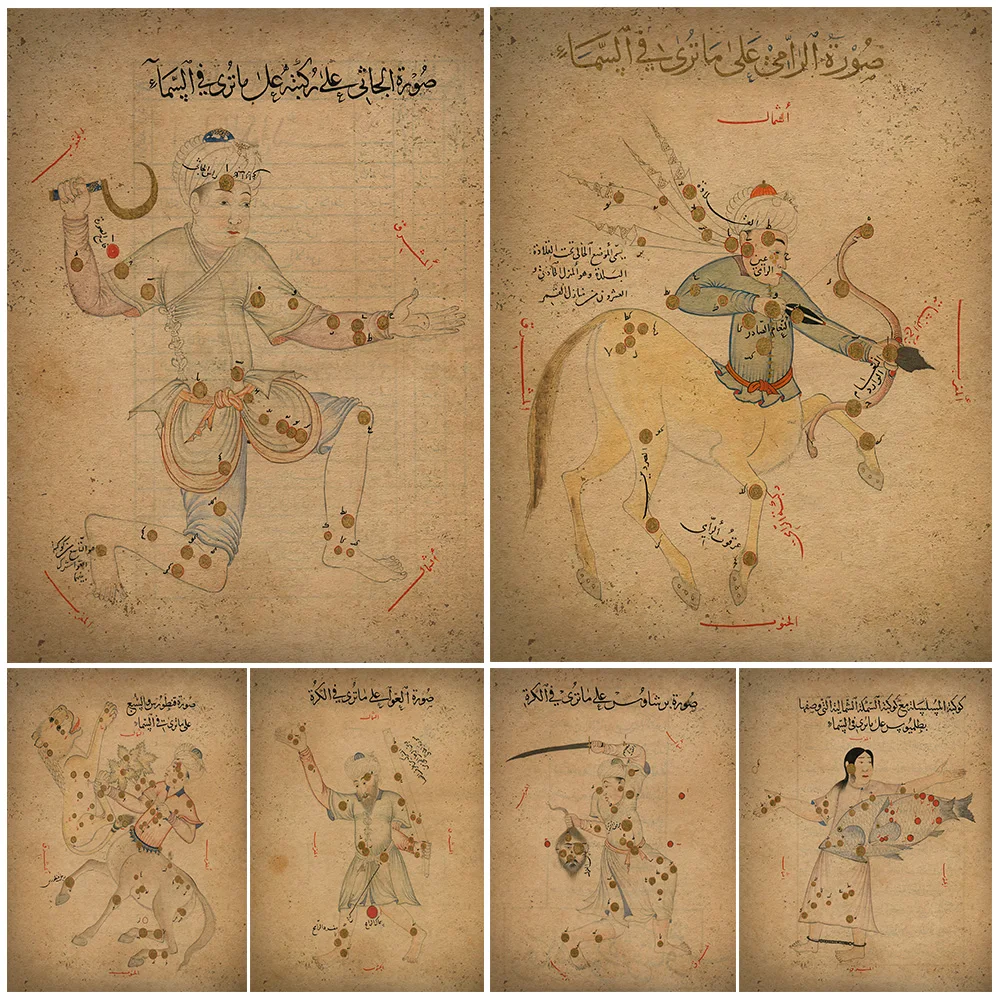 

Cosmological Constellation Almanac Vintage Wall Art Canvas Print Zodiac Star Illustrated Book Abstract Art Poster Print Decor