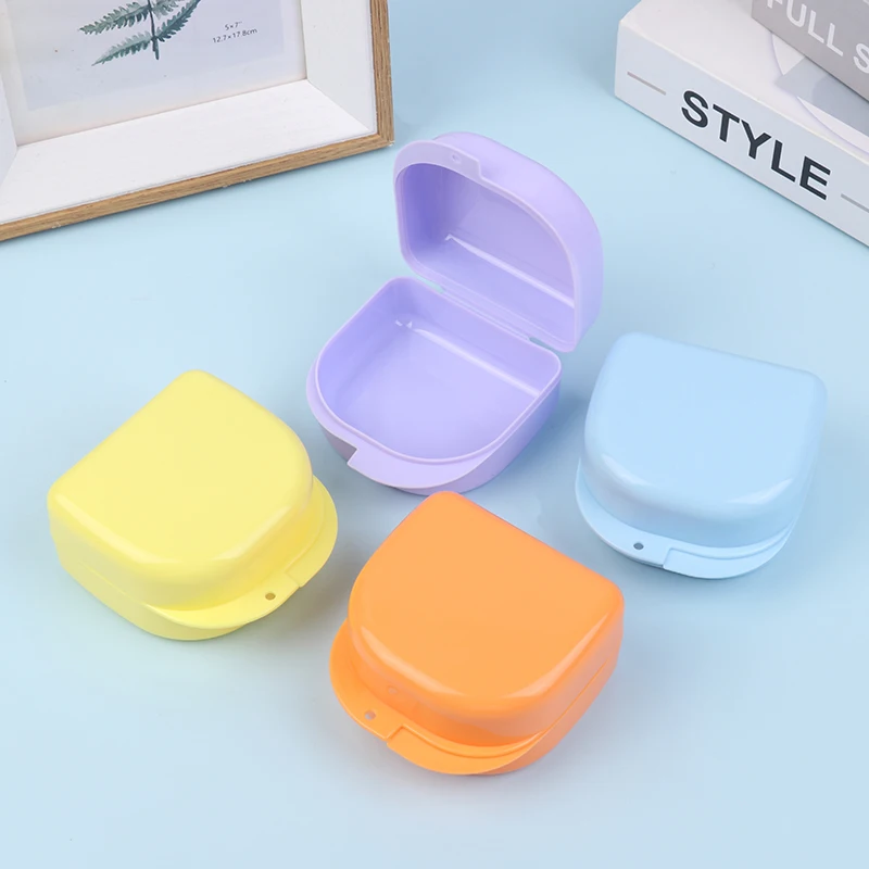 Candy Color Denture Storage Box Orthodontic Prosthesis Teeth Container Dental Retainer Case Portable Mouthguard Brace Container