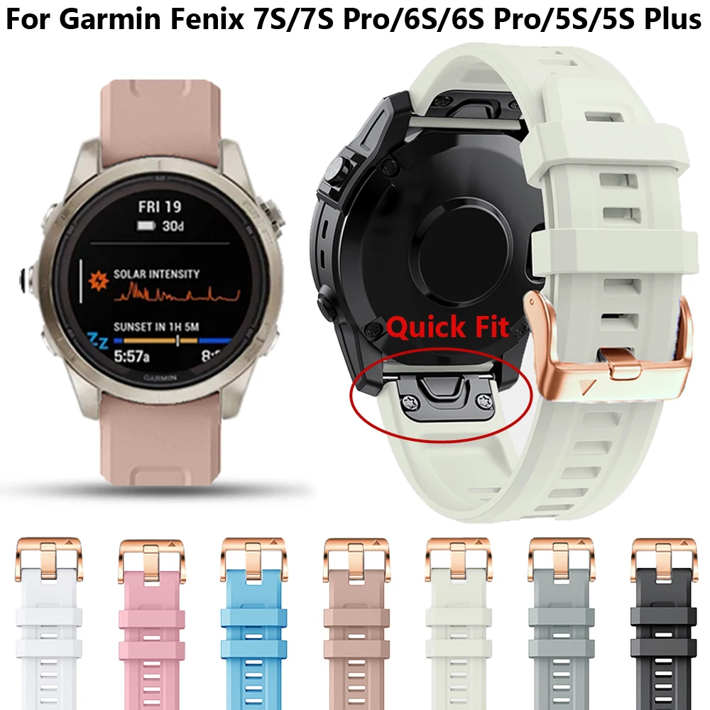 For Garmin Fenix 7S 6S Pro 5S Plus 20mm Silicone Watch Strap Instinct 2S Epix Pro 42mm Delta Quickfit Band Replacement Bracelet