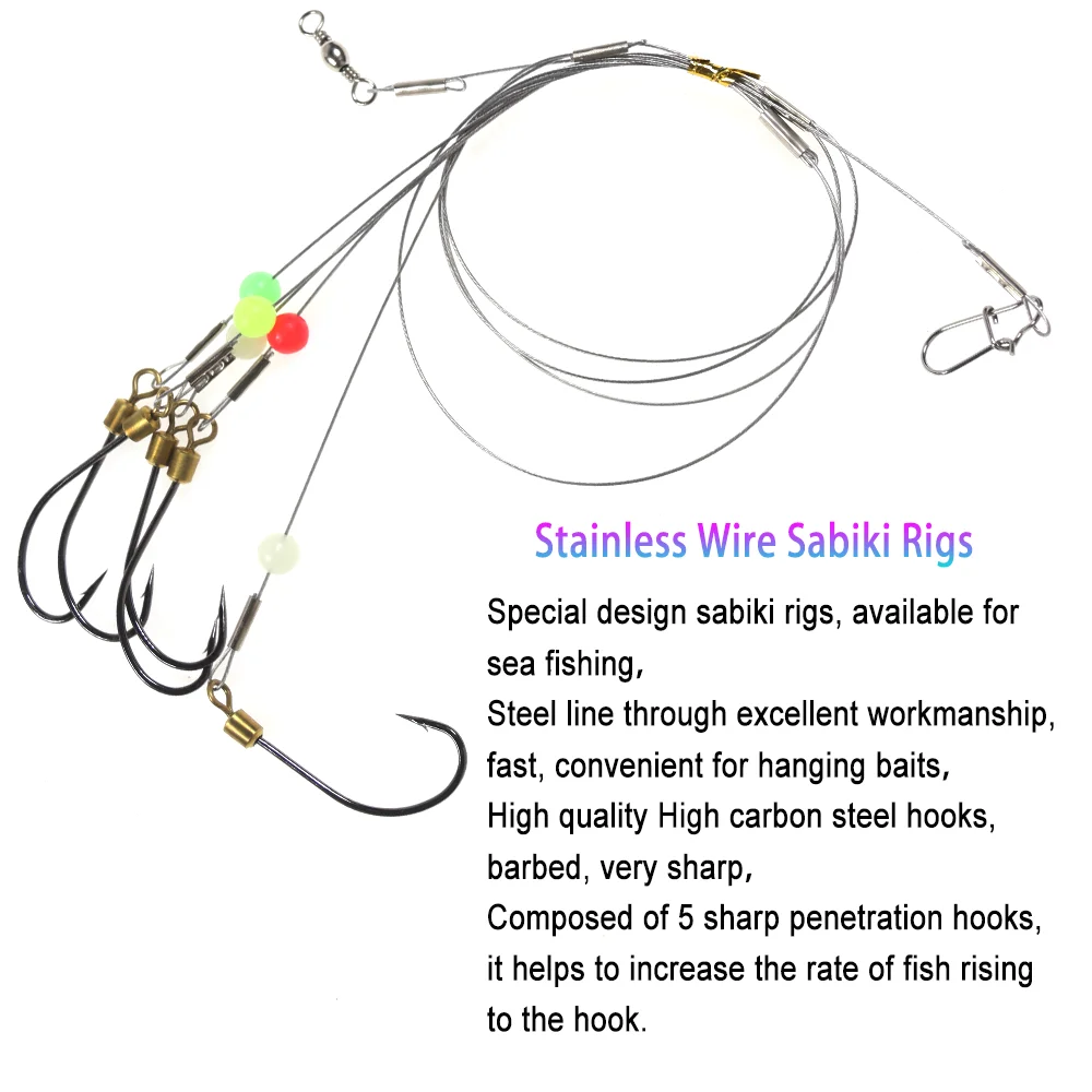 Lionriver Stainless Steel Wire Leader Fishing With Rolling Swivels Lure Anti-Bite Line Sabiki Rigs Saltwater Fishing Accessories