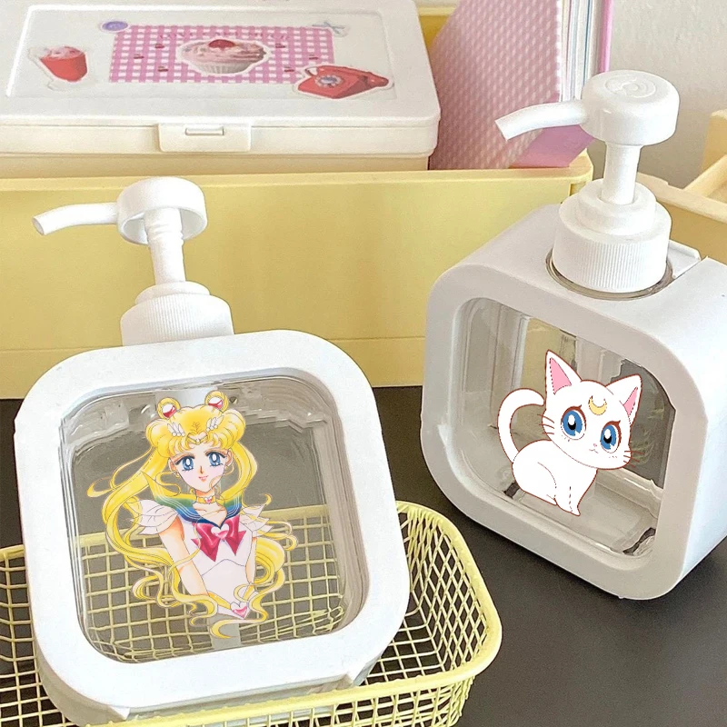 

Cartoon Sailor Mooned Transparent Soap Dispensers Refillable Portable Empty Bottle Shower Gel Detergent Dispensing Bottle New