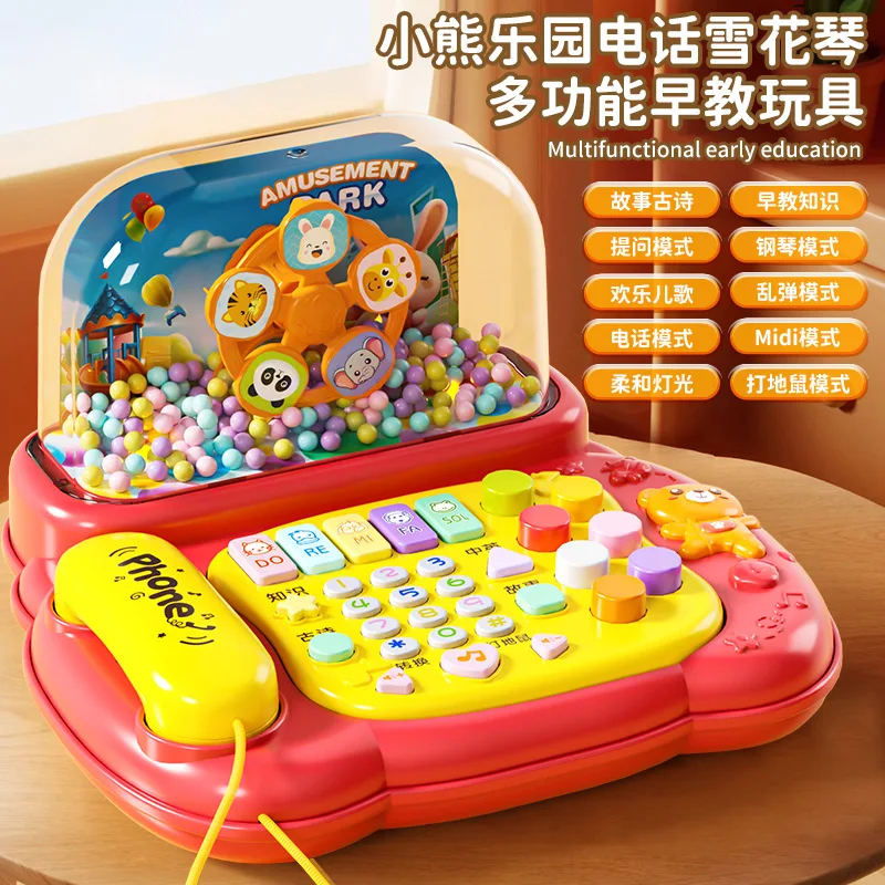 Multifunctional Kids Early Education Telephone Piano Toy Musical Light Whack-a-mole Game Baby Interactive Learning Toy