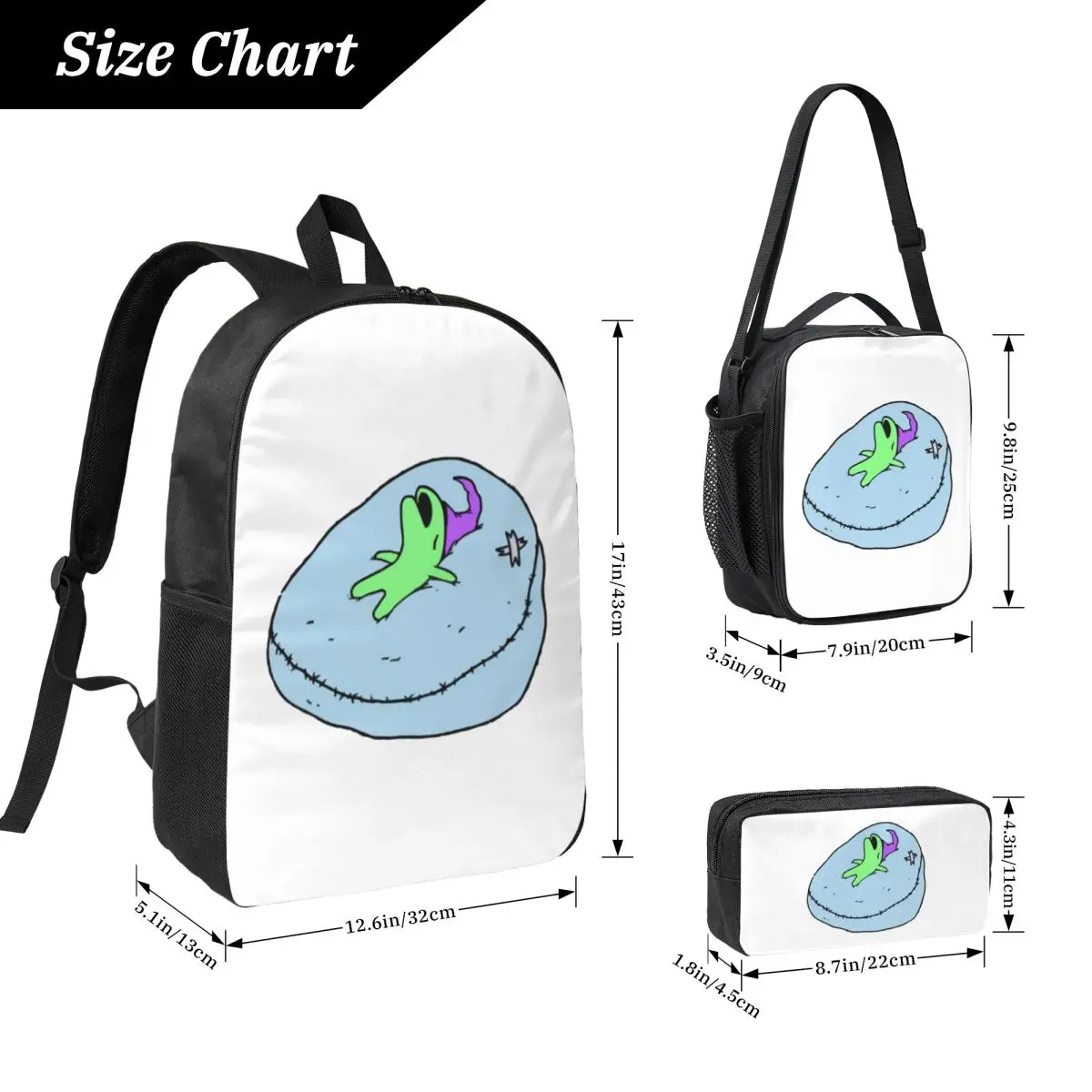 Glep Sleeping Smiling Friends Backpack Boys Girls BookBag School Bag Laptop Shoulder Bags 3ps Insulated Lunch Bag Pencil Case