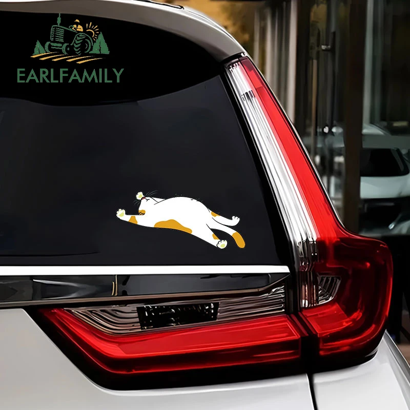 EARLFAMILY 13cm X 5.9cm For Cute Cat Lay Down Chill 3D Car Stickers Vinyl Car Wrap Personality Scratch-Proof Decals Decoration