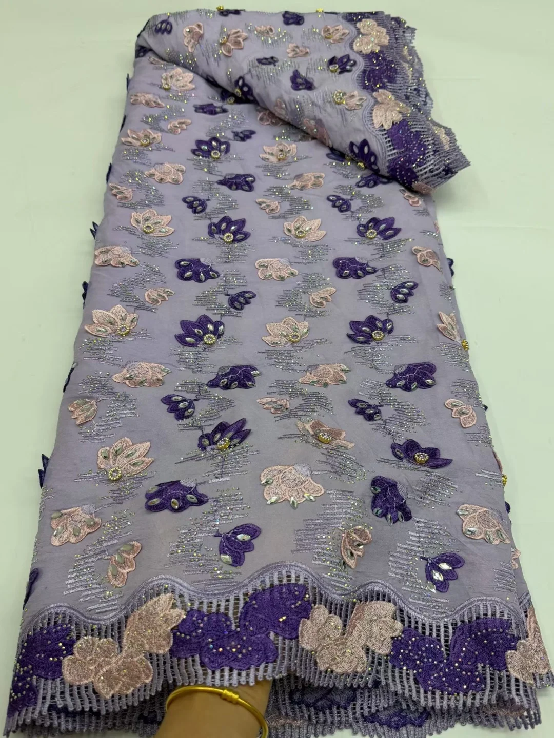 AT2970 Swiss Voile Lace Fabric with 3D Flower Applique And Stones Super Quality african fabric for women Wedding Dress Lace 2026