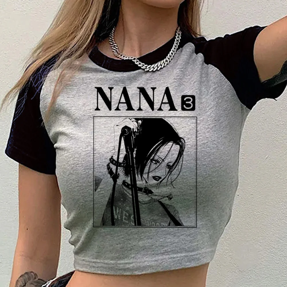 Nana Anmie cropped top ladies y2k jojifuku cutecore japan baddie top tees streetwear party emo dollette