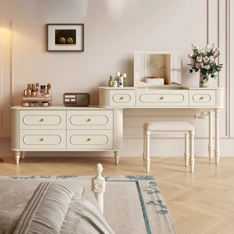Vintage Makeup Nordic Antique  Table with Girls Beige Study Dresser