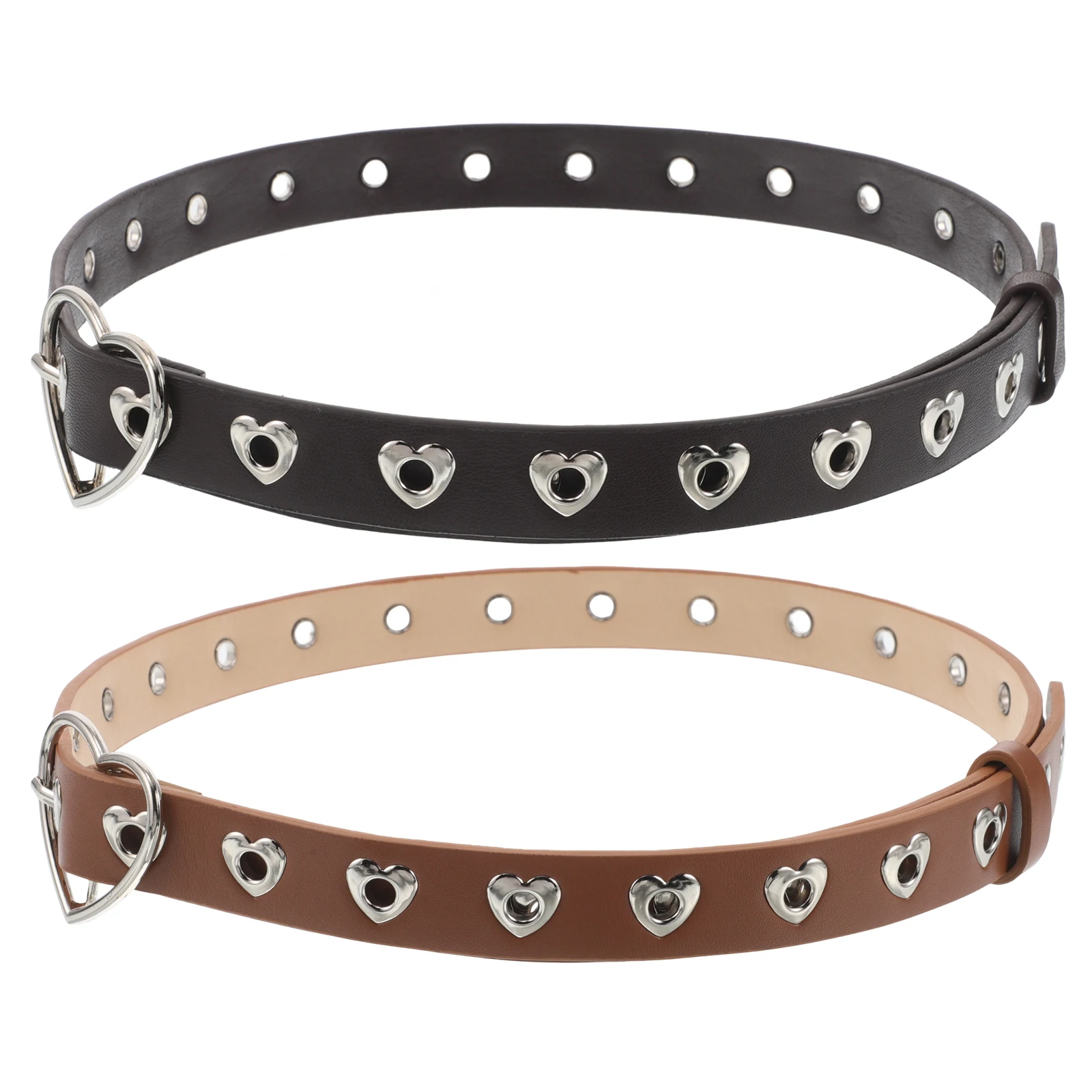 

2Pcs Stylish Heart Buckle Waist Belt Adjustable Fashion Belt Jeans Decorative Skirt Accessory