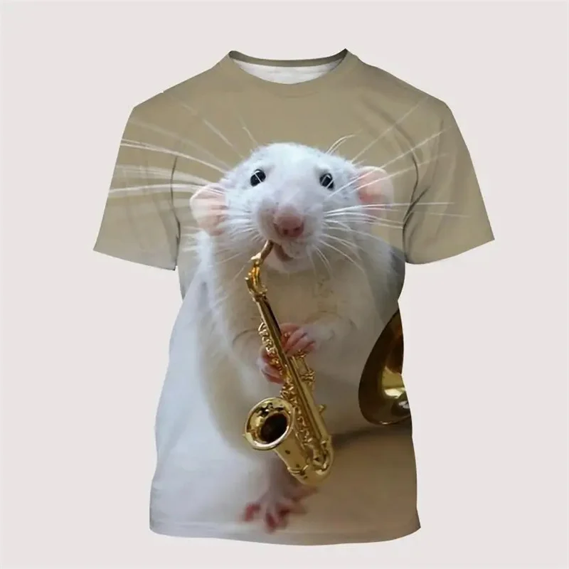 Cute Animal Hamster 3D Printed T Shirt For Men Casual Oversized T-Shirt Round Neck Short Sleeve Harajuku Loose Street Tees