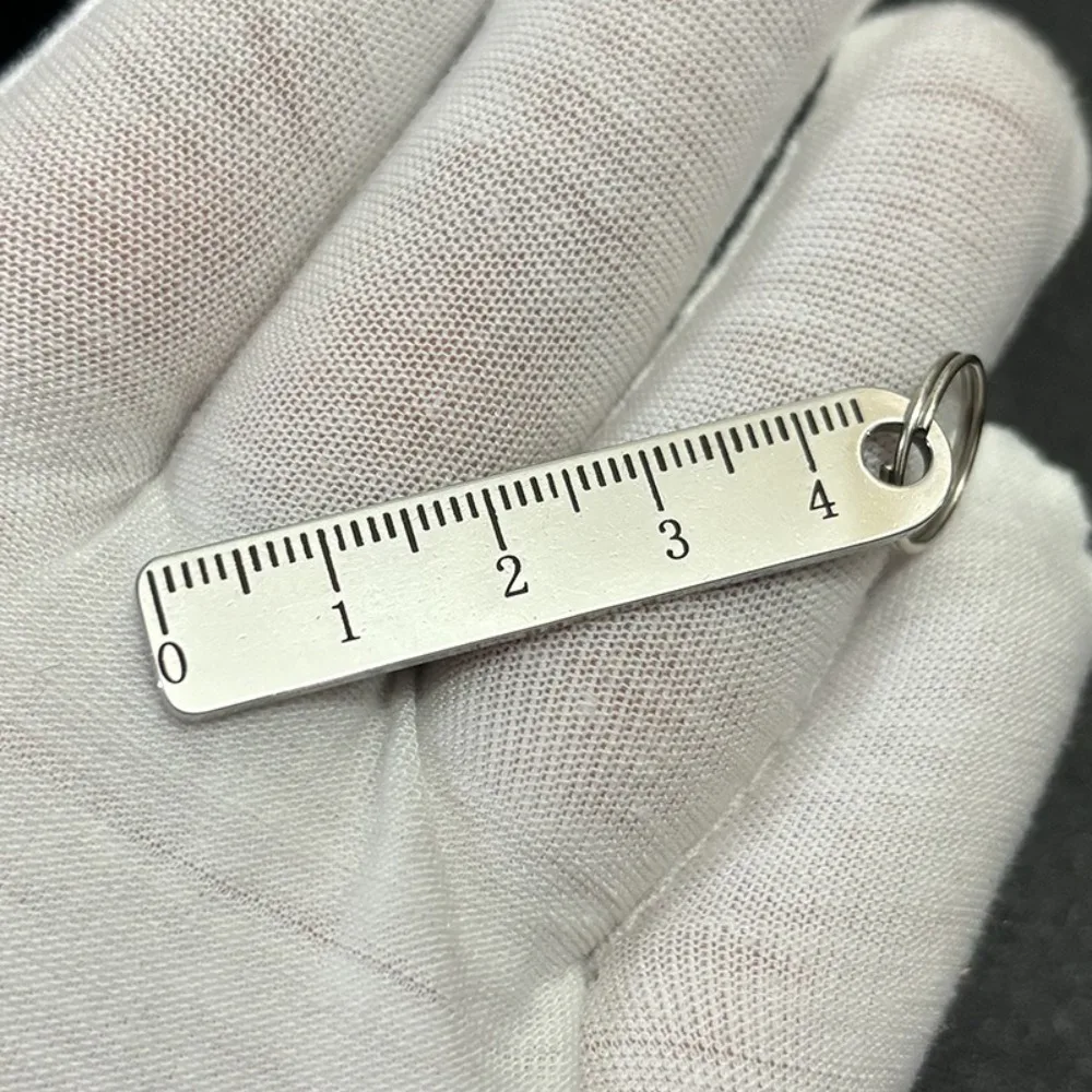 

Portable Stainless Steel Mini Ruler Anti Lost Small Size Mini Straight Ruler Metal Ruler Keychain Office Supplies