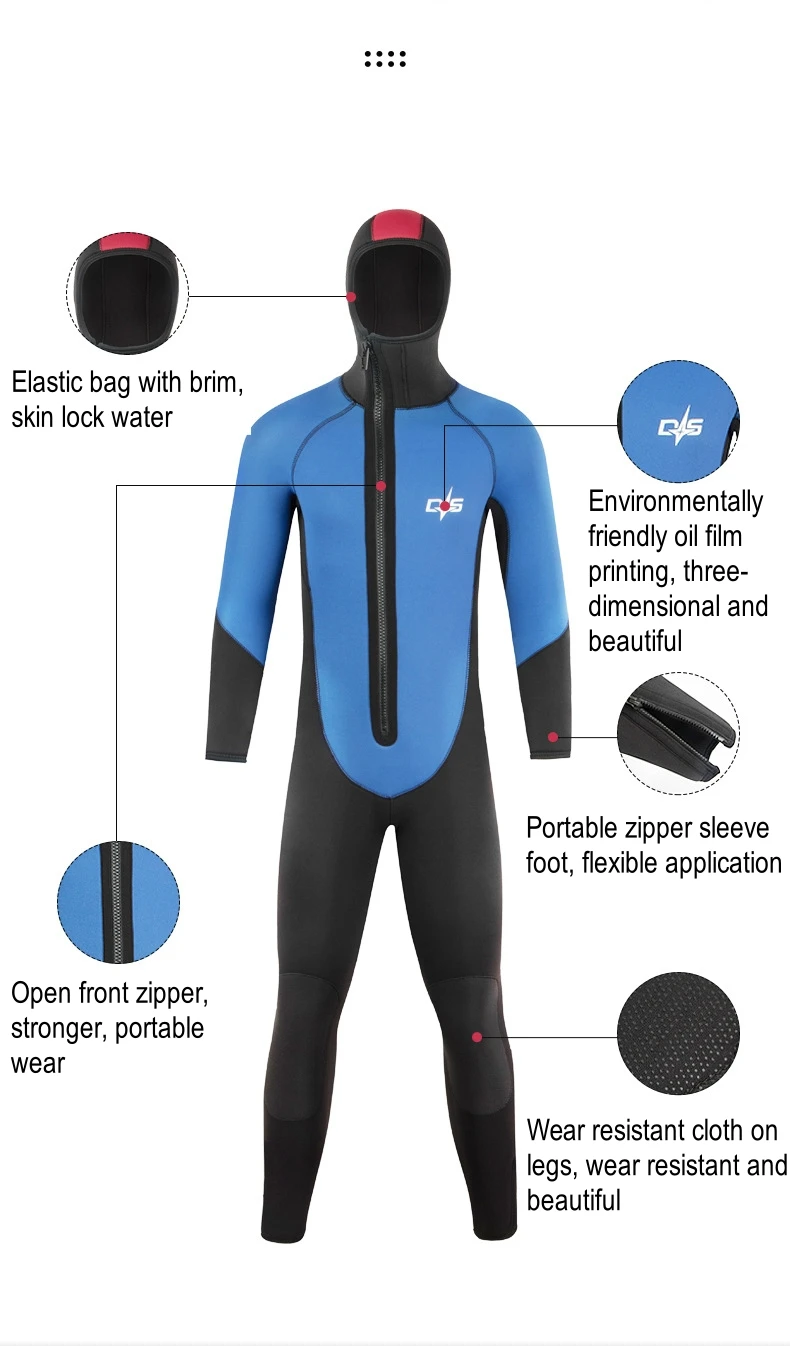 

7MM Neoprene Snorkeling UnderWater Hunting Wetsuit Hooded For Adults Keep Warm Scuba Diving Suit Spearfishing Kayaking SwimWear