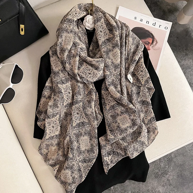 Women Luxury Brand Viscose Scarf Sexy Leopard Floral Cotton Shawl Autumn Cool Wrap Pashminas Stole Muslim Hijab Pareo