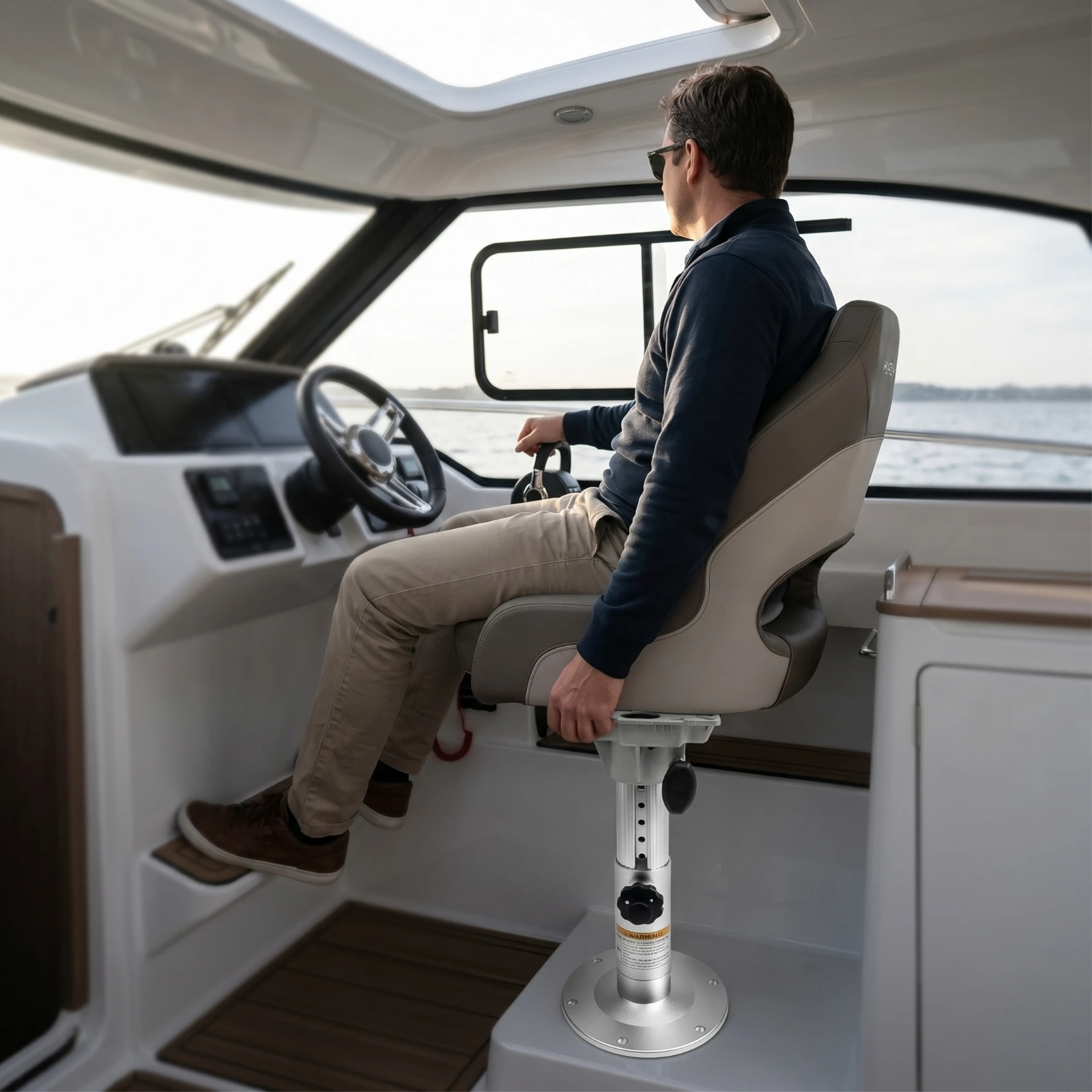 Boat Seat Pedestal with Locking Knob Manual Boat Seat Pedestal with Locking Hardware Stable Marine Grade for Anglers