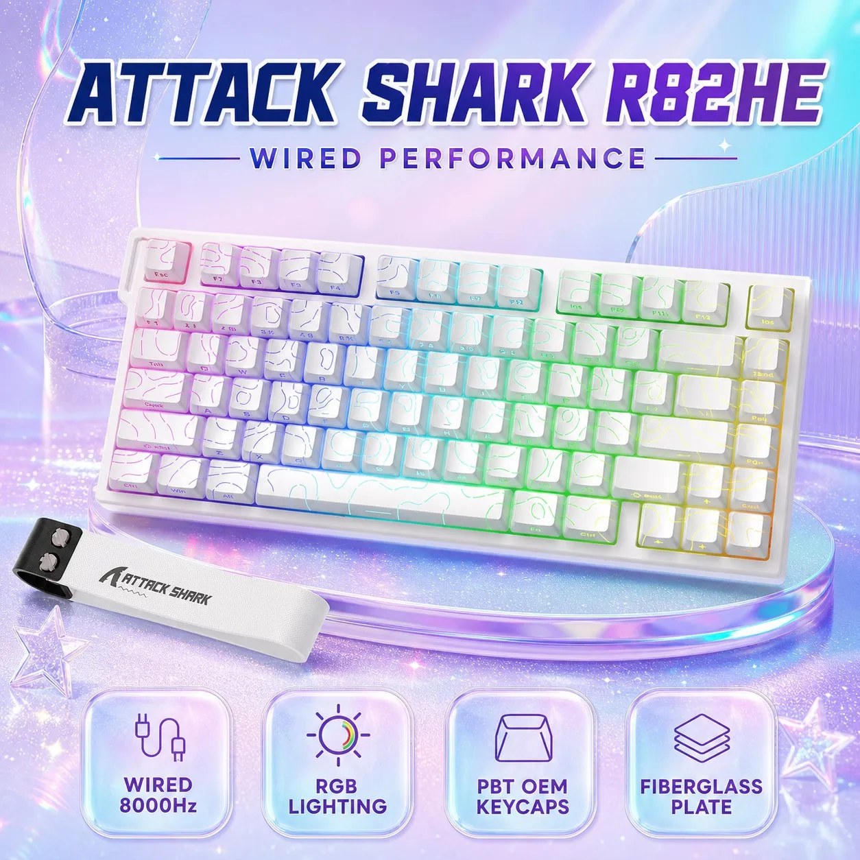 Attack Shark R82HE Wired RGB Magnetic Switch Keyboard, 256K Scan Sampling Rate, Accuracy 8K Return Rate