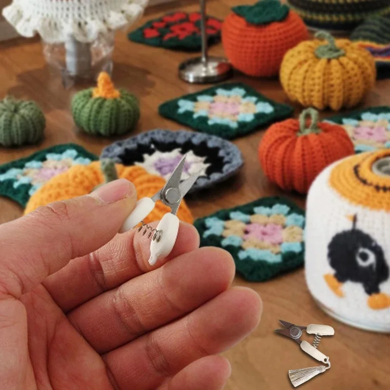 1 conjunto mini tesoura de alta precisão fio crochê gancho aço inoxidável costura ferramenta bordado para amantes do crochê acessórios costura